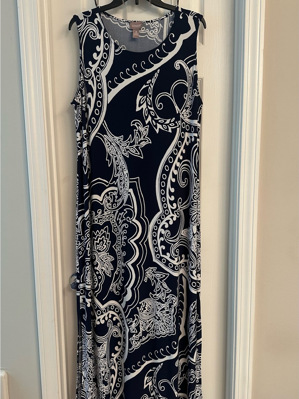 Chico's Navy and White Paisley Maxi Dress